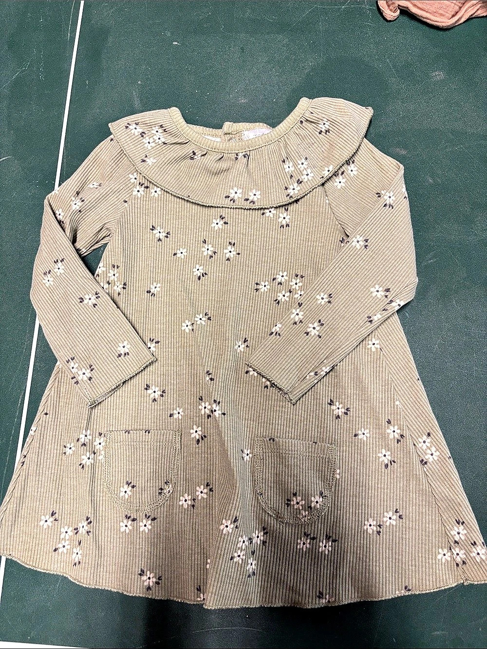 Modern Moments by Gerber Ribbed Ruffle Collar Dress with Pockets Floral Knit 18M